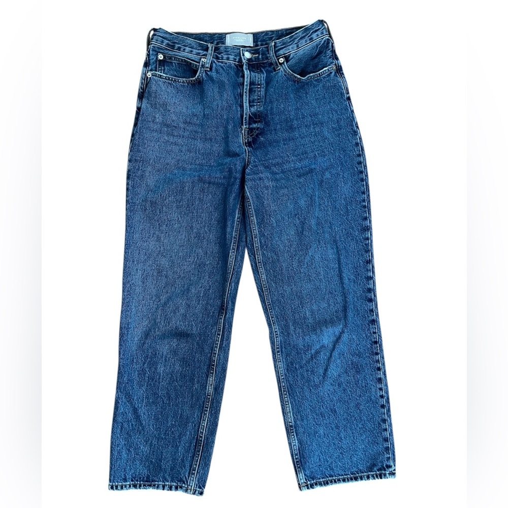 Everlane 90s Way High Organic Cotton Classic Blue Straight Wide Leg Cute Jeans - Picture 5 of 15
